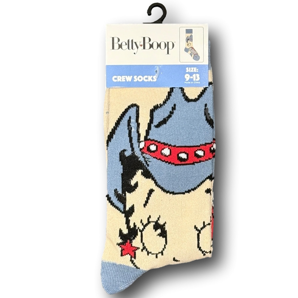3/$20 Betty Boop Cowgirl Funny Novelty Crew Socks - NWT